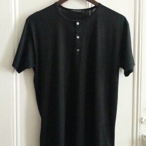 Marc Jacobs Henley Short Sleeve T-Shirt Black Slate Basic Small Y2K Excellent